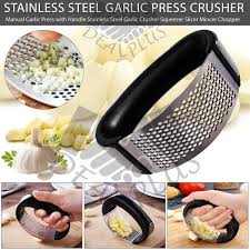 Manual Garlic Press Rocker with Handle – Stainless Steel Garlic Crusher, Squeezer, Slicer & Mincer | Easy Handheld Chopper Kitchen Gadget Tool
