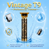Vintage T9 Professional Trimmer – Close-Cutting T-Blade Hair Clipper for Men - Metal Body