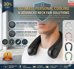 Mini Hanging Neck Fan High Wind 3 Speed Adjustable USB Charging Portable Quiet Super Long Life Outdoor Sports Office Camping (Random Color)