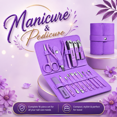 16-Piece Premium Personal Manicure & Pedicure Grooming Kit – Professional Stainless Steel Nail Clippers & Care Set with Travel Case
