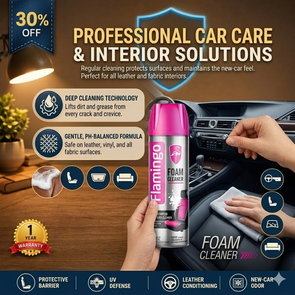 Flamingo Foam Cleaner 650ML – Multi-Purpose Deep Cleaning Spray for Upholstery, Carpets, Leather & Hard Surfaces