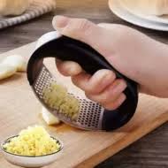 Manual Garlic Press Rocker with Handle – Stainless Steel Garlic Crusher, Squeezer, Slicer & Mincer | Easy Handheld Chopper Kitchen Gadget Tool