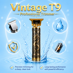 Vintage T9 Professional Trimmer – Close-Cutting T-Blade Hair Clipper for Men - Metal Body
